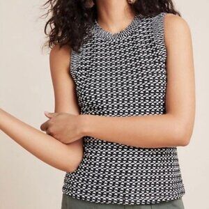Anthropologie Maeve Black and White Geometric Print Sleeveless Top - XS